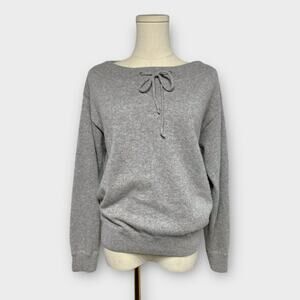 360 Cashmere Tie Neck 100% Cashmere Knit Sweater Gray Size XS